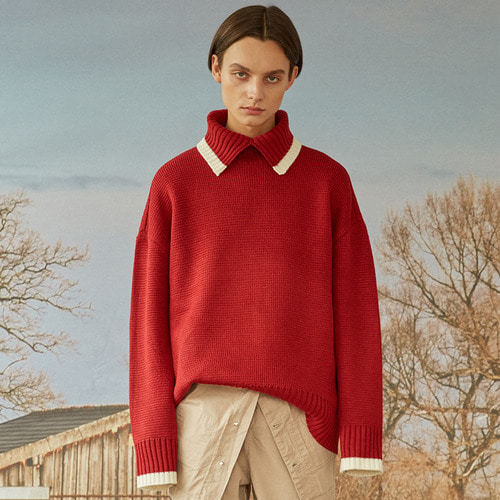 Slit Turtleneck Sweater(RED)