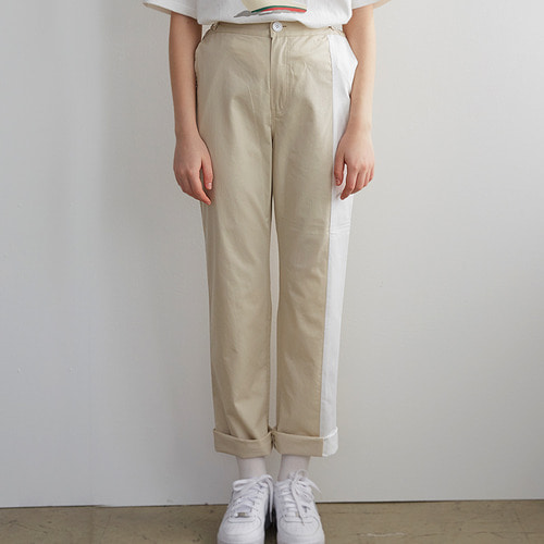 Two-tone Cotton Pants(BEIGE)