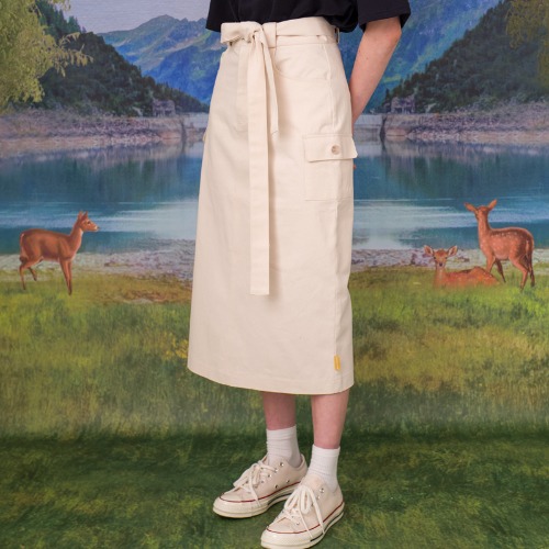 Ribbon Long Skirt(CREAM)