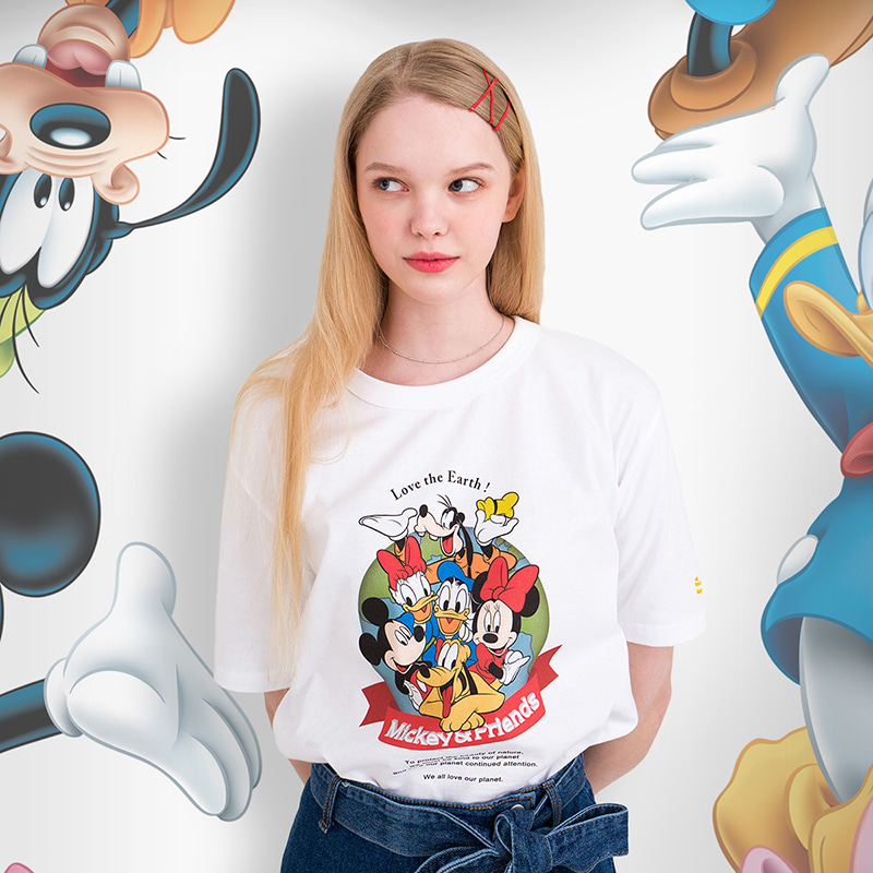 Mickey Mouse Love The Earth T-shirt(WHITE)