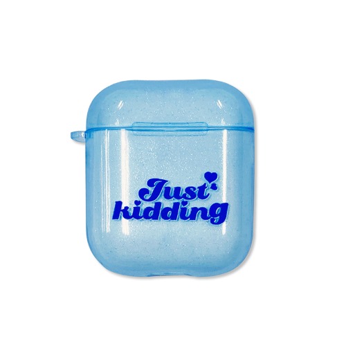 Just Kidding Glitter Airpods Case(BLUE)