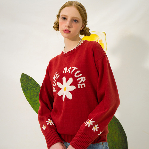 Ugly Flower Sweater(ROSE RED)