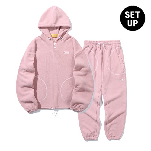 [SET] Cotton Candy Fleece Hood T-shirt + Pants(CANDY PINK)