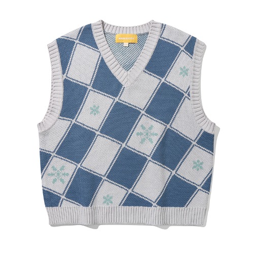 [Where is Wally?] Checkerboard Vest(BLUE)