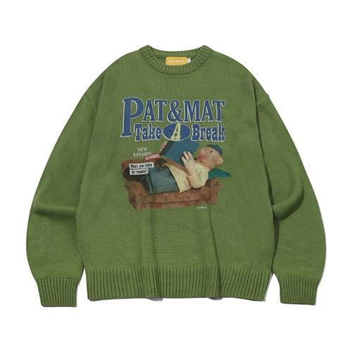 [Pat&amp;Mat] Chillax Sweater(OLIVE GREEN)