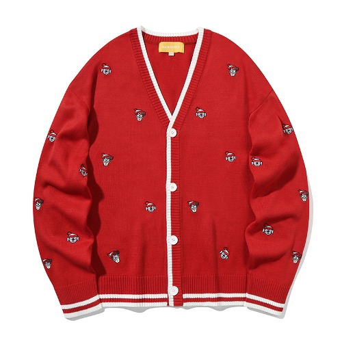 [Where is Wally?] Face Cardigan(RED)