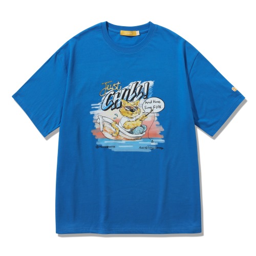 Chilling Cat T-Shirt(BLUE)