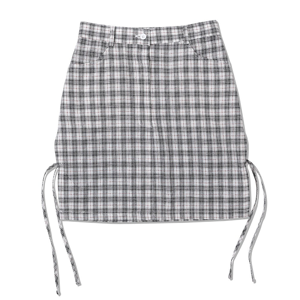 Ribbon Check Skirt(GRAY)